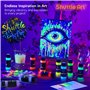Shuttle Art Peinture Fluorescente, 12 Couleurs Kit Acrylique Luisant Dans Le Noir (2oz/60ml) avec Lampe UV, Glow in the Dark pou