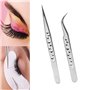 Lot de 2 pinces à épiler droites et incurvées pour extensions de cils individuelles 3D 5D