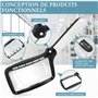 Kolamom Loupe de Lecture avec 5 Lumières LED, Loupe de Lecture pour Seniors Pliable avec 2 Modes, Dimmable, 3X Loupe Grossissant