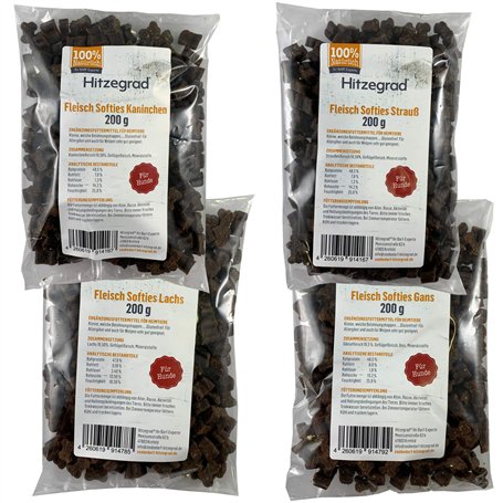Lot de 4 friandises pour chien Hitzegrad 100 % viande