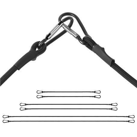 QWORK® Lot de 6 Tendeurs Élastiques avec Mousqueton - 60/100/150 cm - Cordes élastiques Multi-usages pour Bagages