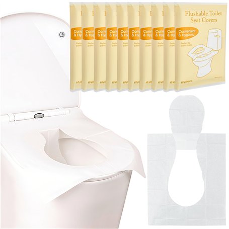 UHETLET 100pcs Housse de Siège de Toilette en Papier Soluble dans l'eau Protege Cuvette WC Protection Toilette Public Housse Siè