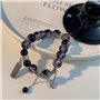 FDEETY Bracelet Femme Pierre Naturelle Violet Noir Bijoux Femme Élégant Bracelet Perle pour Femme Amitié pour Cadeau Spécial