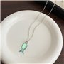 XFSRG Collier Femme Bijoux Acier Inoxydable avec Pendentif Poisson Vert - Chaine Argent pour Toutes Occasions