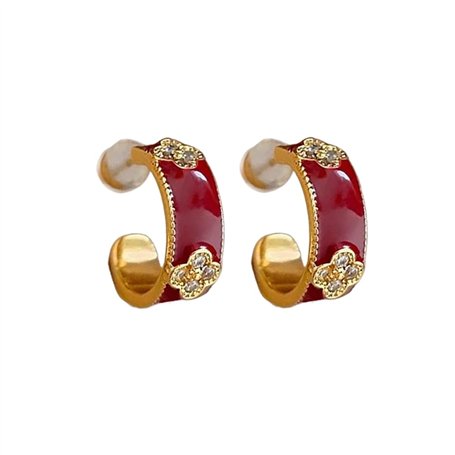 XFSRG Boucles d'Oreilles Femme Plaqué Or Rouge Fleur Fantaisie Créoles Pendantes Bijoux Pour Toutes Occasions