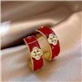 XFSRG Boucles d'Oreilles Femme Plaqué Or Rouge Fleur Fantaisie Créoles Pendantes Bijoux Pour Toutes Occasions
