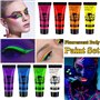 Peinture Corporelle 8 Couleurs, Peinture Fluorescente Pour Body Painting, Peinture Fluorescente UV Non Toxique Neon, Peinture au