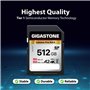Gigastone A2 V60 Carte Mémoire SDXC 512 Go, 4K Caméra Pro Série, Vitesse 150 Mo/s. Compatible avec Caméra Canon Nikon Sony Panas
