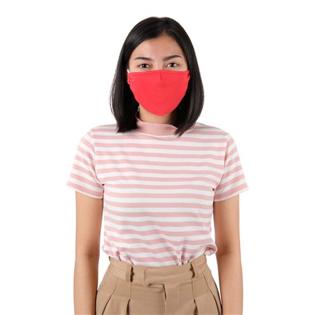 Lofbaz Tissu De Coton De Masque Facial En Tissu Avec Poche De Filtre Lavable Réutilisable (Rouge Vif - Paquet de 3