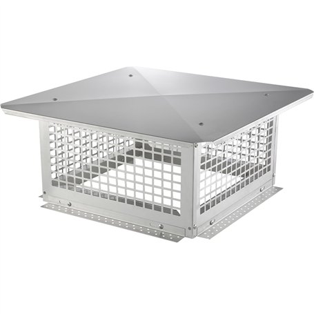 VEVOR Chapeau de Cheminée 432x432 mm Chapeau de Conduit Cheminée Base Carrée Acier Inoxydable 304 Couvercle Bouchon Protection A