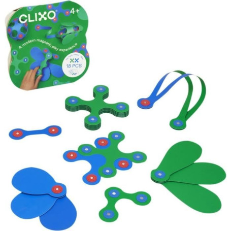 Jeu de Construction Magnétique - GIPSY TOYS - Itsy CLIXO - 18 pcs - Bleu/vert - Des 4 ans