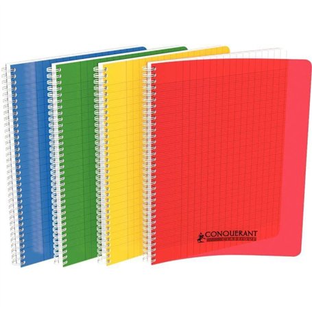 Conquérant Cahier Classique A4 Grands Carreaux Seyès 180 Pages Reliure Intégrale Couverture Polypro Coloris Assortis