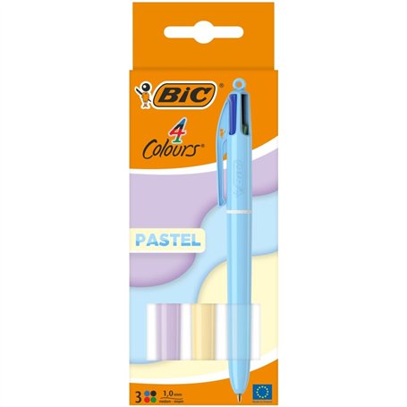 Coffret 3 Stylos Bille BIC 4 couleurs Pastel retractable