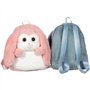Fluffy Bag - GIPSY TOYS - Sac a dos en peluche - Lapin rose et blanc 30 cm