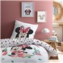 Disney Minnie Flower Parure de Lit Enfant 1 Personne | 100% Coton | Oeko-TEX | Housse de Couette 140x200 cm + 1 Taie d'oreiller