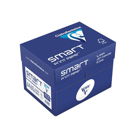 Clairefontaine - Réf. 1929C – 2500 feuilles de papier blanc au format A4 - Clairalfa 60 g/m² – Carton contenant 5 ramettes de 50