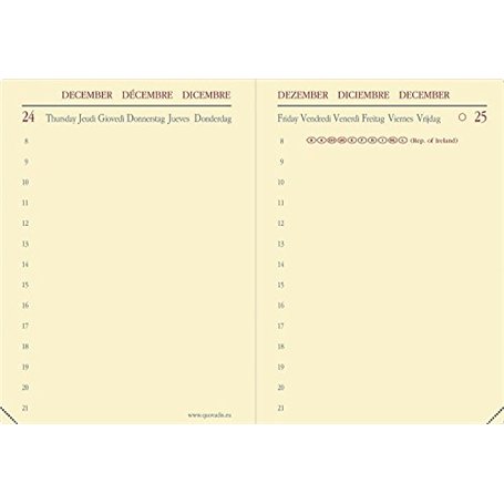 Quo Vadis - Recharge Agenda - 2025 - Miniday - Journalier - Multilingue - 12 mois de janvier à décembre - 7x10 cm - Papier Clair