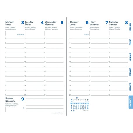 Quo Vadis - Recharge Agenda - 2025 - Randonnée Recyclé - Semainier Planning - Multilingue - 13 mois de décembre à décembre - 9x1