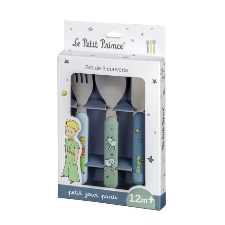 SET DE 3 COUVERTS - LE PETIT PRINCE - INOX PLASTIQUE ABS -