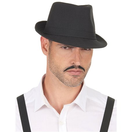 DEGUISE TOI - Chapeau Borsalino Noir Luxe Adulte - Chapeau - Taille Unique - Noir - Accessoires pour déguisement - 100% Polyeste