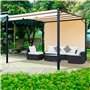 Outsunny Pergola tonnelle de Jardin pergola de Jardin avec auvent Coulissant 3 x 3 m en Acier époxy et Toile Polyester crème et 