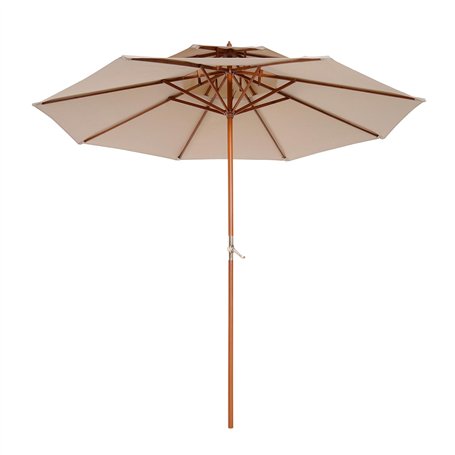 Outsunny Parasol droit parasol en bois parasol de jardin rond 2 toit polyester 180 g/m² dia. 2