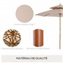 Outsunny Parasol droit parasol en bois parasol de jardin rond 2 toit polyester 180 g/m² dia. 2,7 x 2,6H m beige