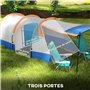 Outsunny Tente de Camping Tente Tunnel 2-3 Personnes 3 Portes ventilée avec Porche légère, Sac de Transport Inclus, Orange