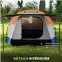 Outsunny Tente de Camping Tente Tunnel 2-3 Personnes 3 Portes ventilée avec Porche légère, Sac de Transport Inclus, Orange