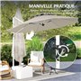 Outsunny Parasol déporté rond 3 x 2,5 m, parasol de jardin extérieur avec manivelle, base croisée, inclinable et rotatif à 360°,