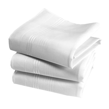 Mouchoirs Blancs Femme Premium 100% Coton Peigné - 35cm x 35cm - 3 Pièces - Modèle P06