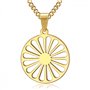 BOBIJOO Jewelry - Pendentif Collier Roue Chakra Drapeau Gitan Tsigane Manouche Voyageur Acier Or Doré Plaqué Chaîne