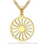 BOBIJOO Jewelry - Pendentif Collier Roue Chakra Drapeau Gitan Tsigane Manouche Voyageur Acier Or Doré Plaqué Chaîne