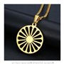 BOBIJOO Jewelry - Pendentif Collier Roue Chakra Drapeau Gitan Tsigane Manouche Voyageur Acier Or Doré Plaqué Chaîne