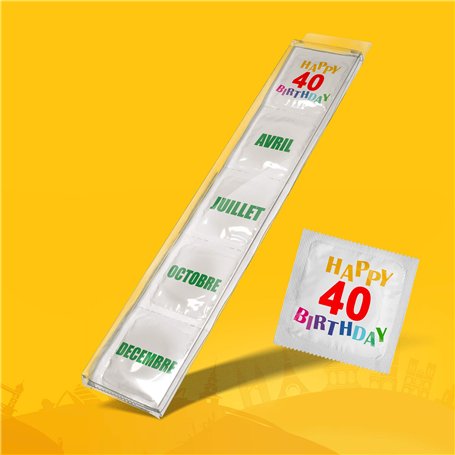 Préservatif Humoristique - Pack de 5 - Idée de Cadeau Drôle - Imprimé en France - En Latex Fin et Résistant - ANNIVERSAIRE 40 AN
