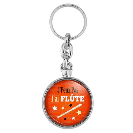 Badgmania Porte Clés Métal 2 faces J'Peux Pas J'ai Flûte - Instrument Musique - Humour Excuse Alibi Idée Cadeau Logo 33mm