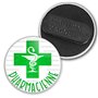 Badgmania Badge Magnétique 3.8cm Pharmacienne Caducée Esculape Croix Verte Fond Blanc Identifiant Pharmacie