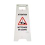AUA SIGNALETIQUE - Chevalet signalisation Nettoyage en Cours Attention - Poids 1KG en Plastique Blanc