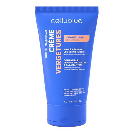 Cellublue Crème Vergetures Réparatrice – Soin anti-vergetures compatible grossesse & allaitement – Atténue