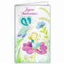 17-6051 Carte Porte-Billet avec Enveloppe Joyeux Anniversaire pour Enfant Petite Fille Fée Blonde Baguette Magique Ailes Fleurs