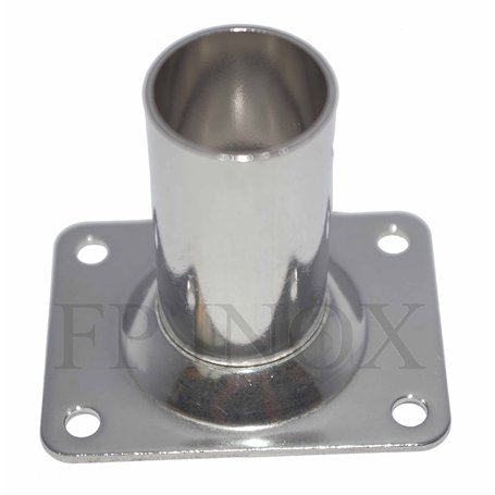 FP Inox Embase/Platine Rectangulaire pour Tube de Ø 25mm Droite 90° INOX A4