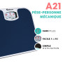 Adamson A21 Pese Personnes Mecanique Pour Poids Corporel- Jusqu’à 136 KG - Surface en Caoutchouc Antidérapant - Pese Personne An