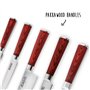 Wusaki Pakka X50 Mallette avec 5 couteaux, lames martelées en acier inoxydable allemand, manches en Pakkawood