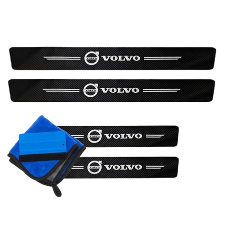 ODOKIT Seuil De Protection Fibre De Carbone Noir - Compatible avec Volvo XC60 XC40 XC90 V60 V40 - Accessoires 4 Pièces - Facile