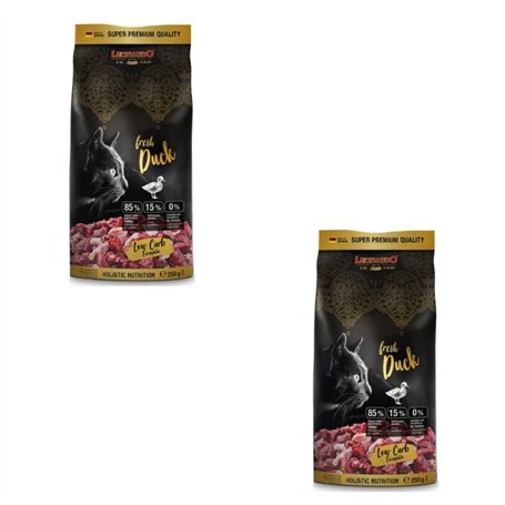 Leonardo Fresh Duck & Poultry | Pack Double | 2 x 250 g | Aliment Sec avec 85% de Viande fraîche pour Chats | Alimentation compl