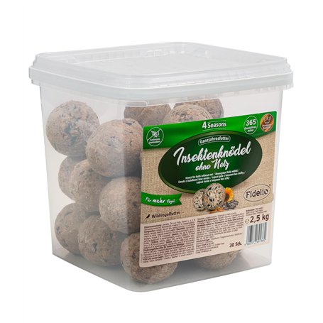 Fidelio Lot de 30 Boules de Graisse sans Filet - Nourriture pour Oiseaux Sauvages - pour Toute l'année - Riche en protéines et e