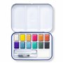 STAEDTLER Kit de peinture aquarelle – Kit de voyage – Design Journey – Comprend une palette de mélange, 12 peintures métalliques