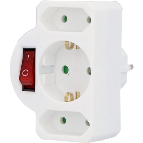 Unitec Fiche intermédiaire avec 1 interrupteur Schuko et 2 interrupteurs Euro