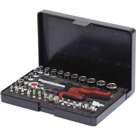 KS Tools 918.0640 Coffret de douilles et mini-cliquet - 1/4'' - CHROMEplus - 40 pcs