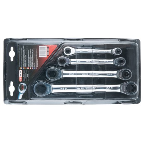 KS TOOLS 503.4364 - Jeu de 4 clés polygonales à cliquet TORX - Gamme GEARplus - E 6x E 8 - E 10 x E 12 - E 14 x eE 18 - E 20 x E
